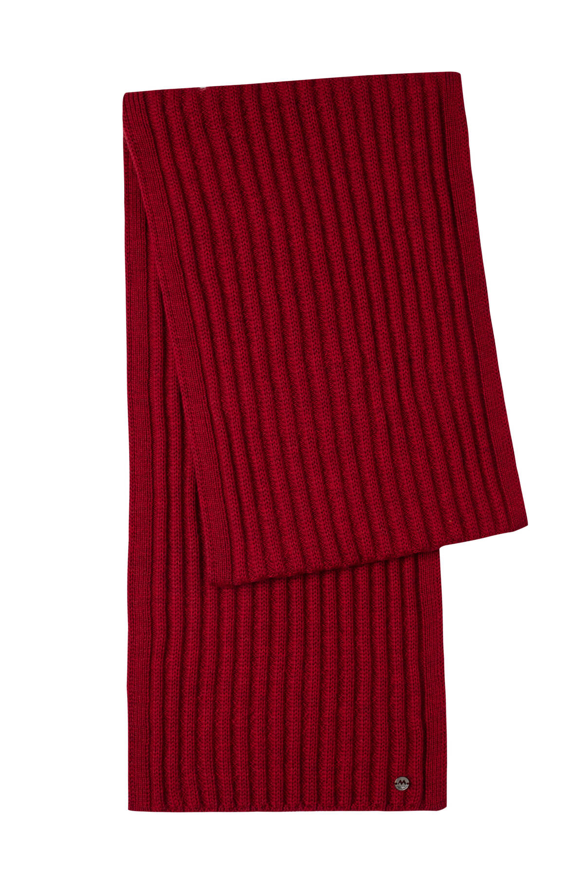 Örgü Desenli Merino Yün Kırmızı Atkı