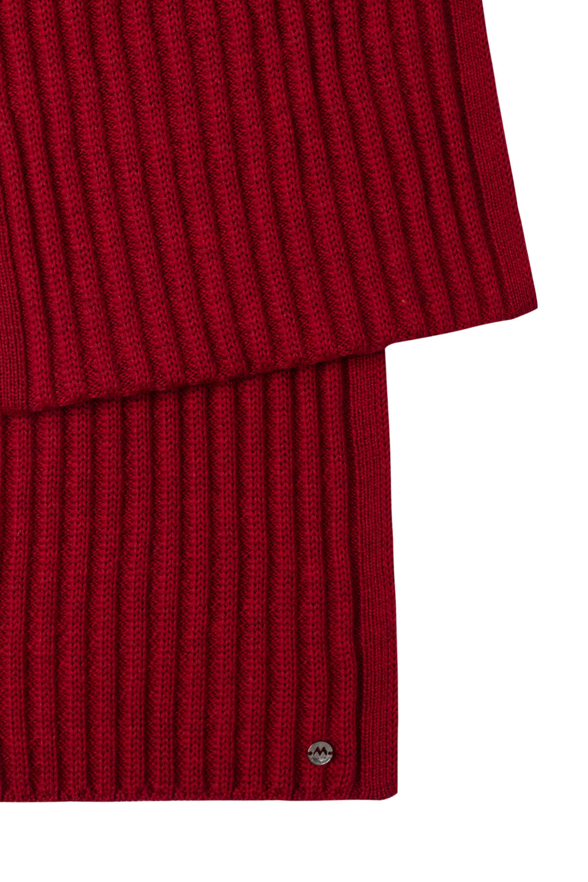 Örgü Desenli Merino Yün Kırmızı Atkı