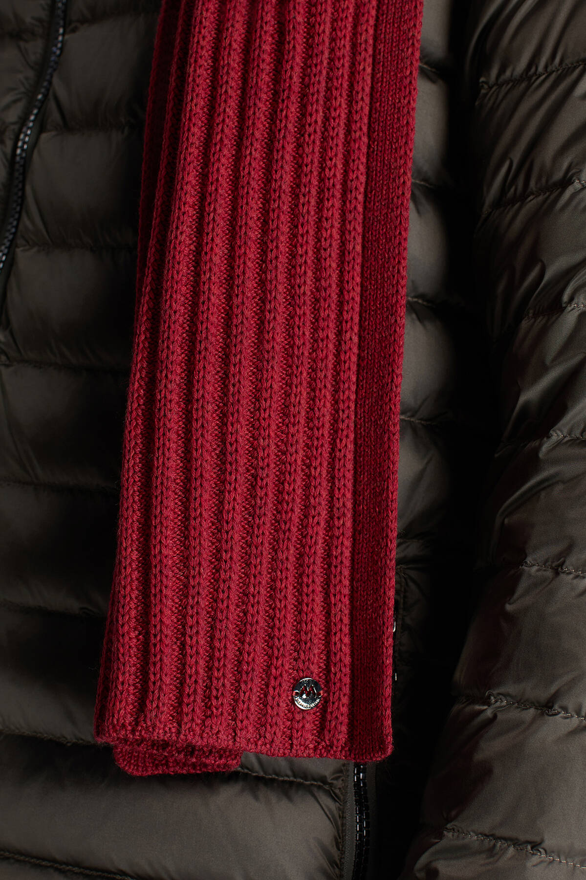 Örgü Desenli Merino Yün Kırmızı Atkı