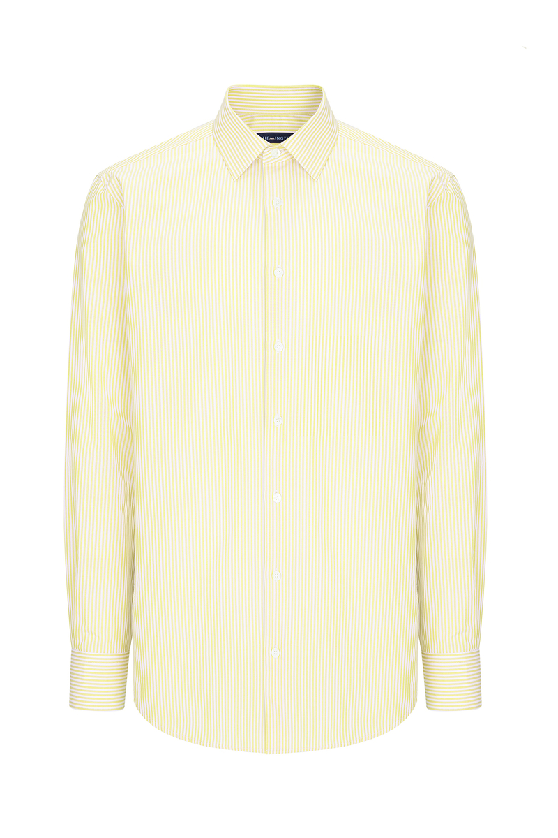 Hemington Sarı Beyaz Çizgili Pamuk Gömlek. 1