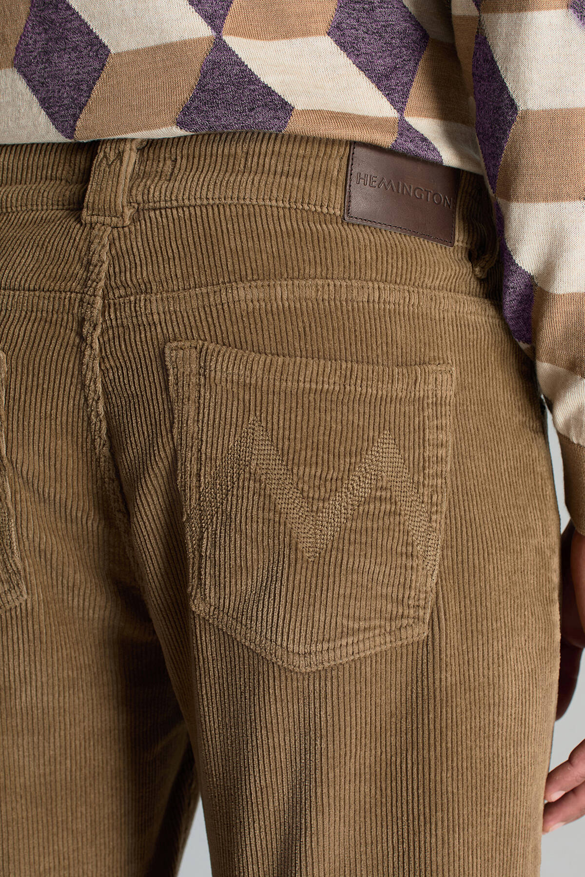 Pamuk Karışım 5 Cep Tütün Rengi Kadife Pantolon