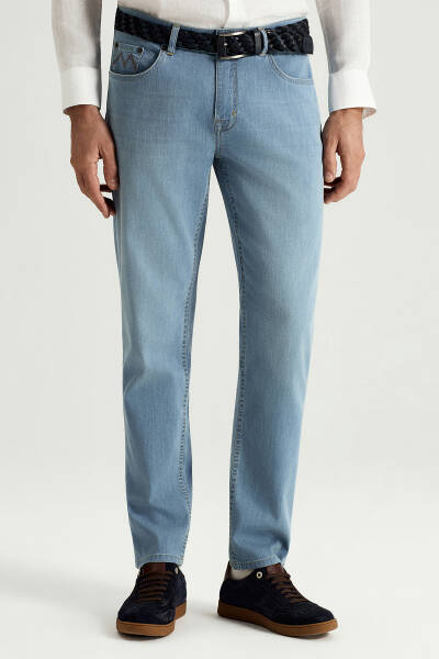 Pamuk Karışım Açık Mavi Denim Pantolon - Hemington
