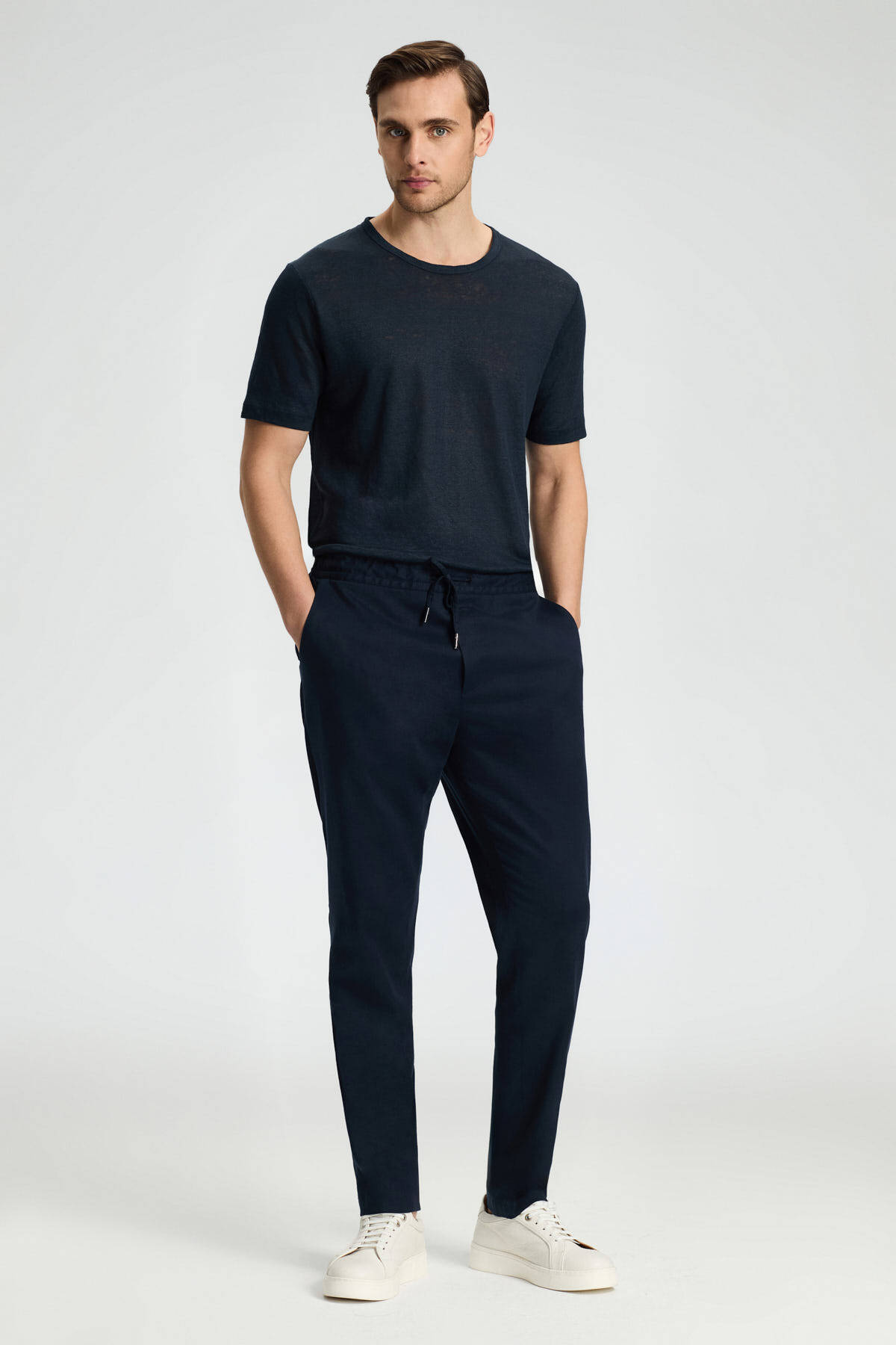 Pamuk Karışım Lacivert Relax Fit Jogger Pantolon