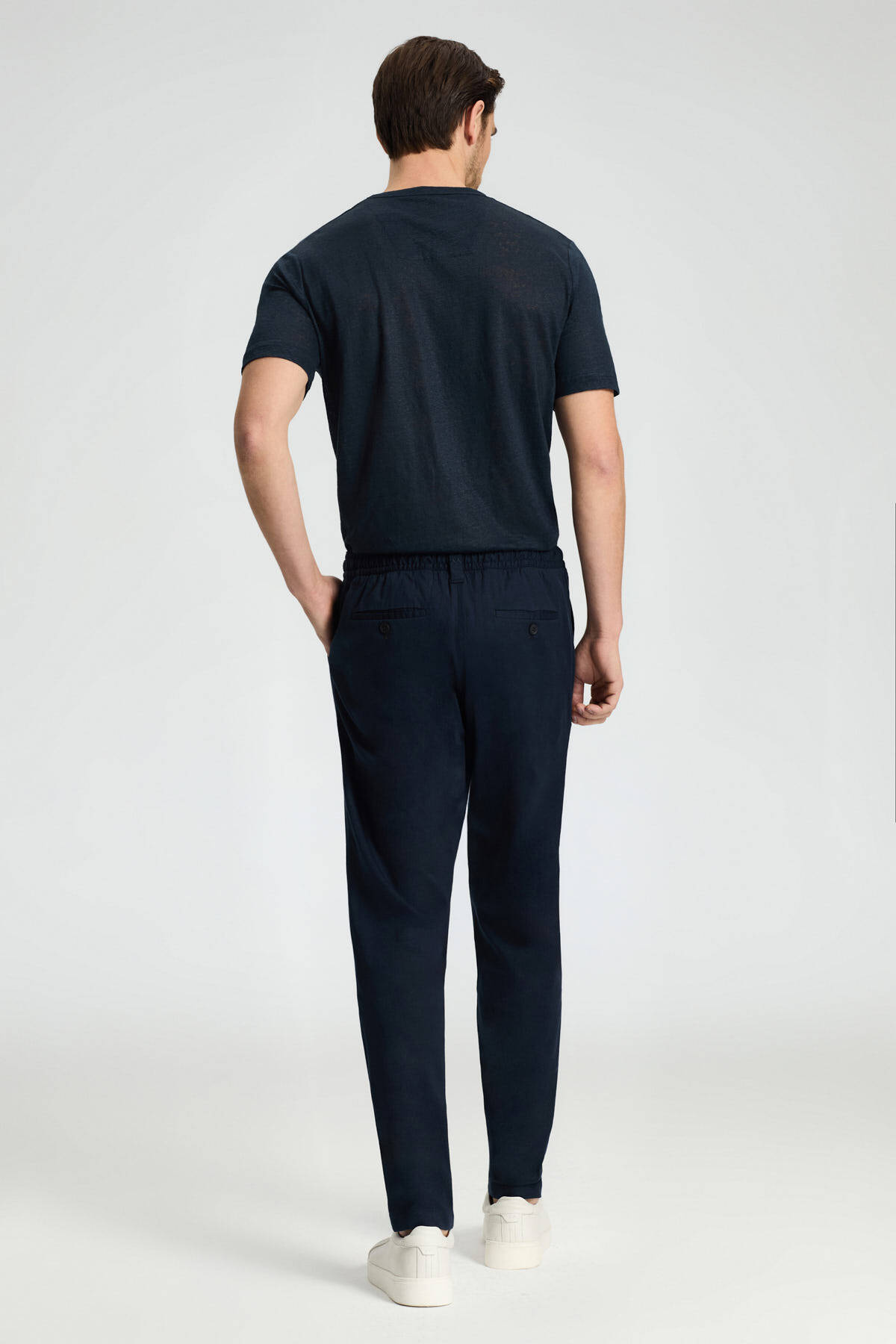 Pamuk Karışım Lacivert Relax Fit Jogger Pantolon