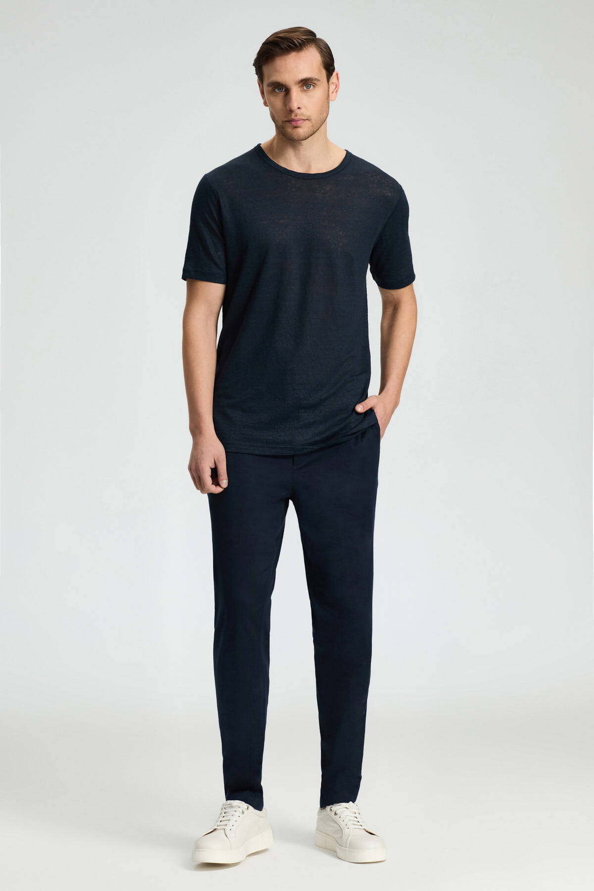Pamuk Karışım Lacivert Relax Fit Jogger Pantolon