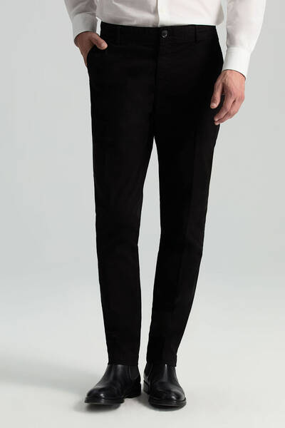 Pamuklu Siyah Regular Fit Chino Pantolon
