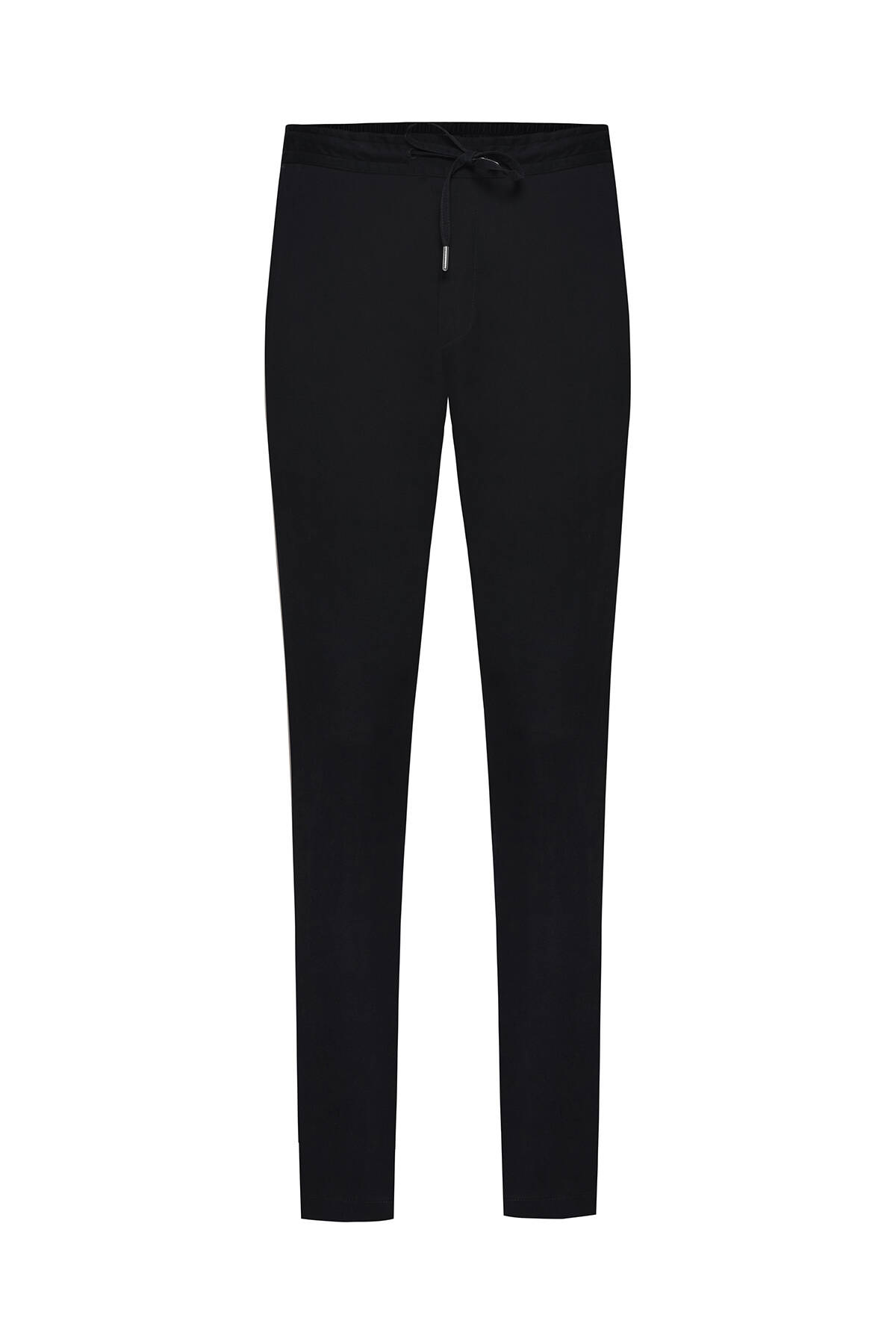 Pamuk Karışım Relax Fit Jogger Siyah Chino Pantolon