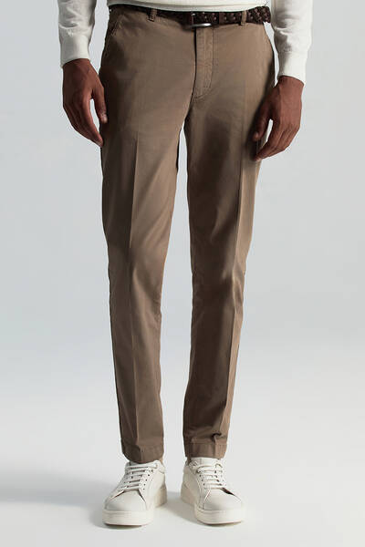 Pamuklu Tütün Rengi Regular Fit Chino Pantolon