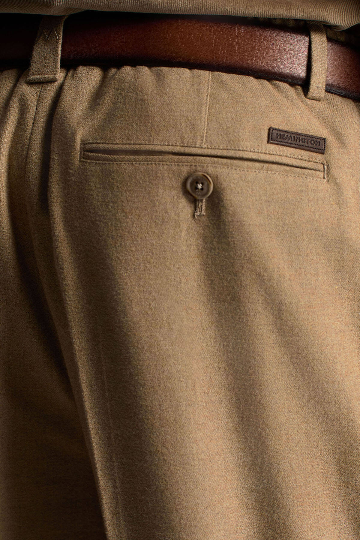 Pamuk Kaşmir Karışım Camel Relax Chino Pantolon
