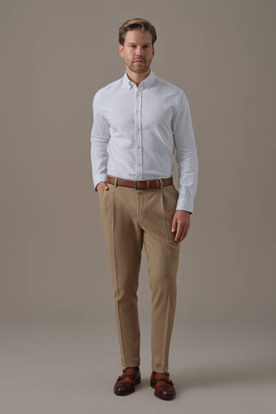 Pamuk Kaşmir Karışım Camel Chino Pantolon