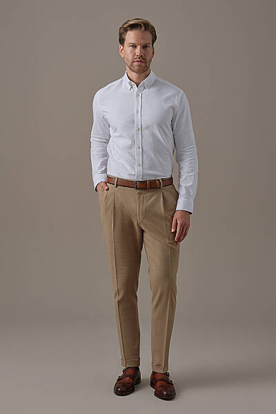 Pamuk Kaşmir Karışım Camel Chino Pantolon - Hemington