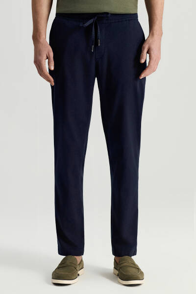 Pamuk Tencel Karışım Lacivert Relax Fit Yazlık Jogger Pantolon