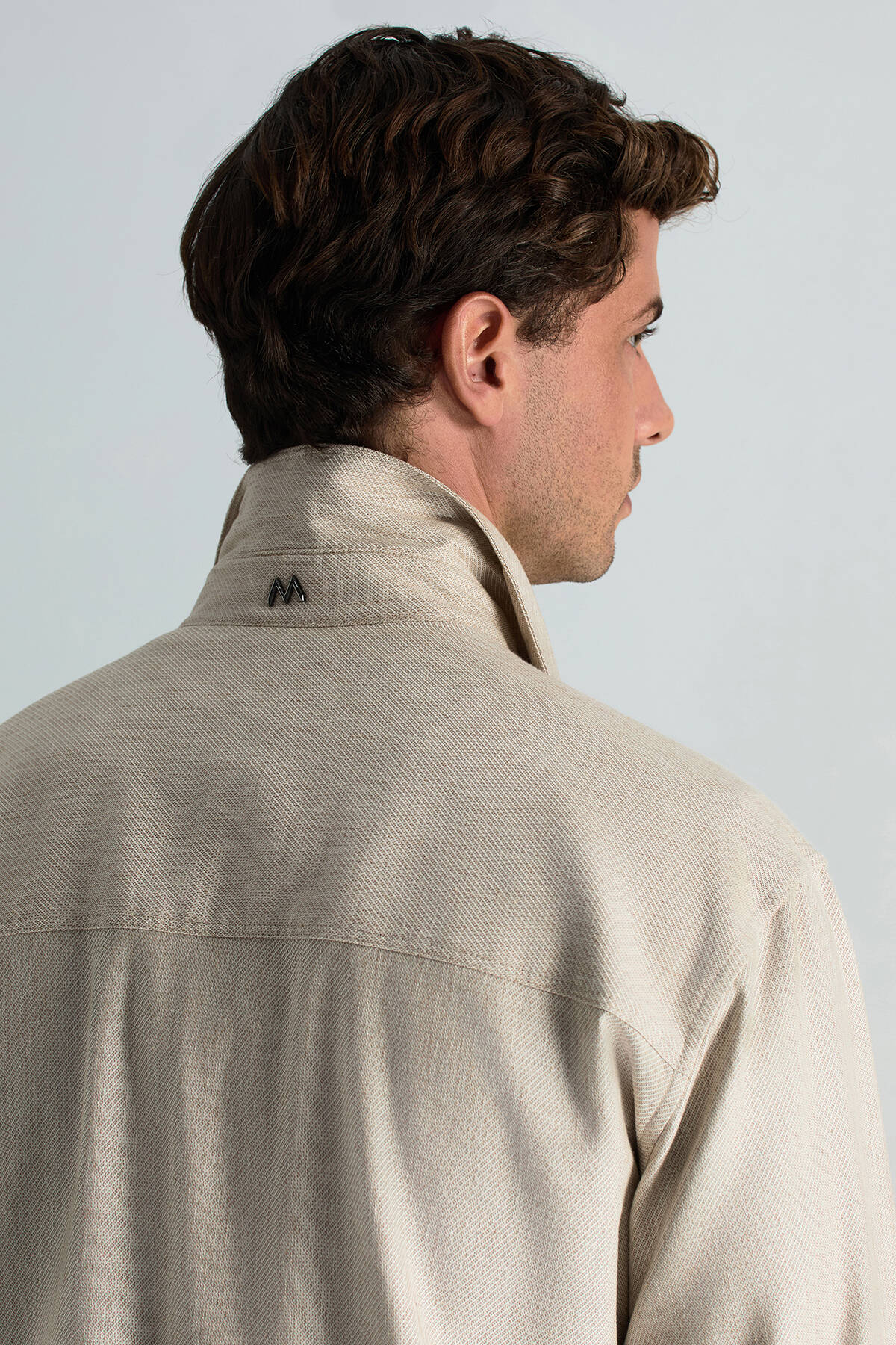 Pamuk Tencel Kumaş Metal Düğmeli Açık Bej Ceket Gömlek