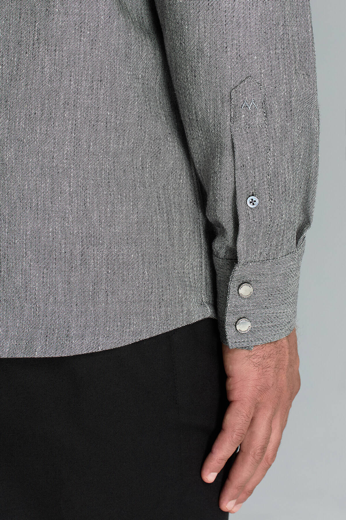 Pamuk Tencel Kumaş Metal Düğmeli Antrasit Ceket Gömlek