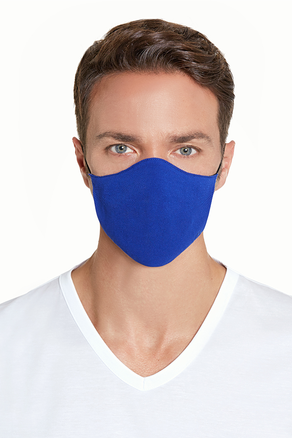 Pamuk Yıkanabilir Mavi Triko Maske