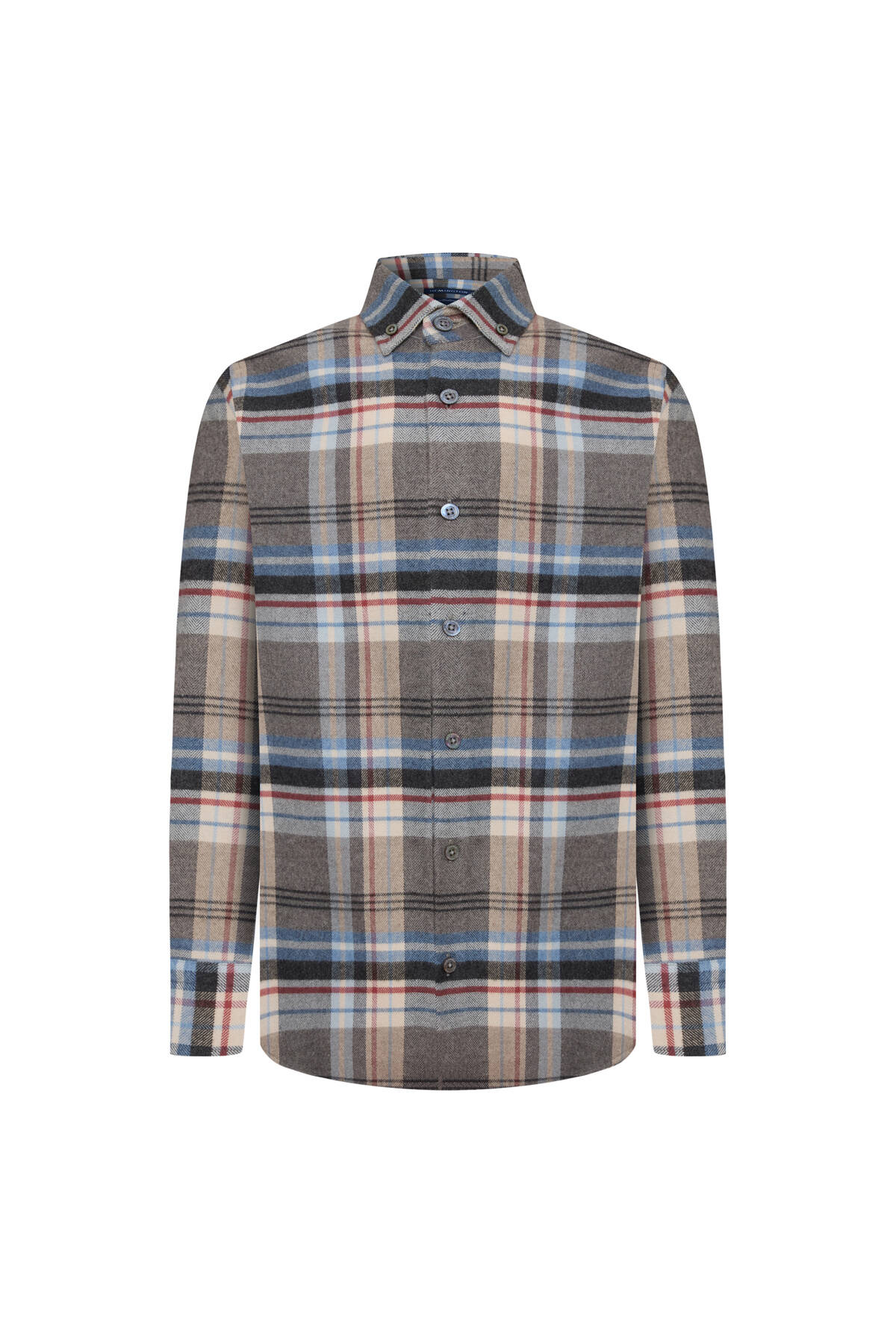 Pamuk Yün Karışım Desenli Mavi Çocuk Gömlek