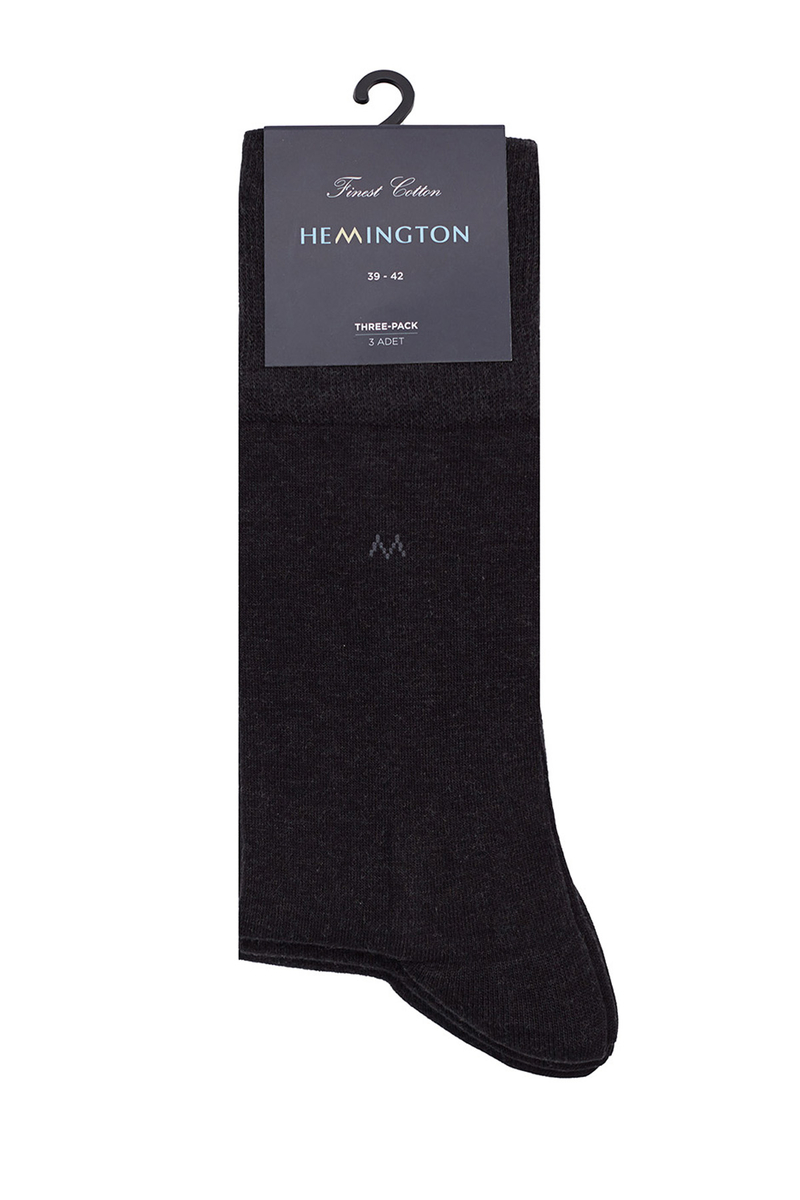 Hemington Pamuklu Antrasit Üçlü Çorap Seti. 3