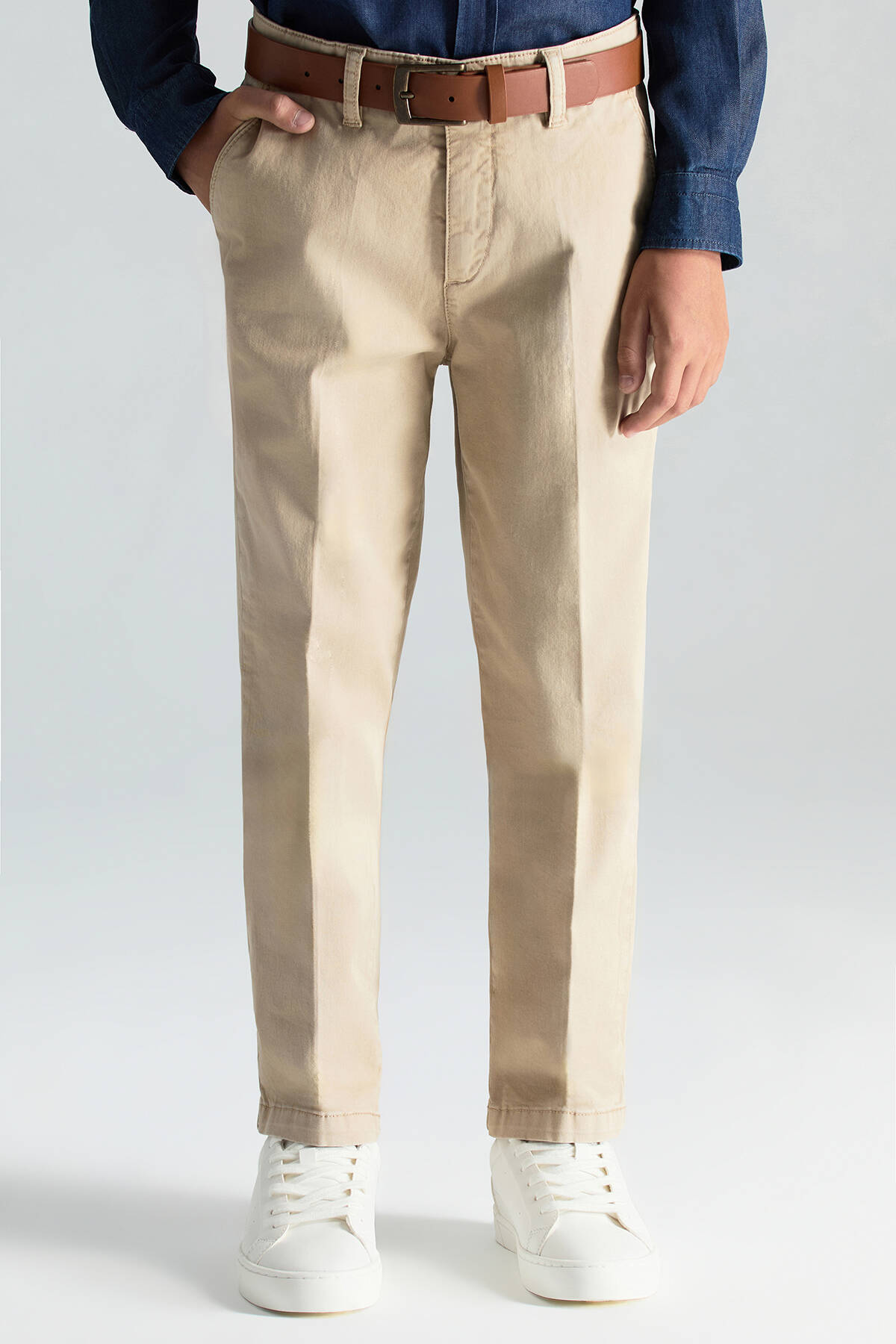 Pamuklu Camel Chino Çocuk Pantolon