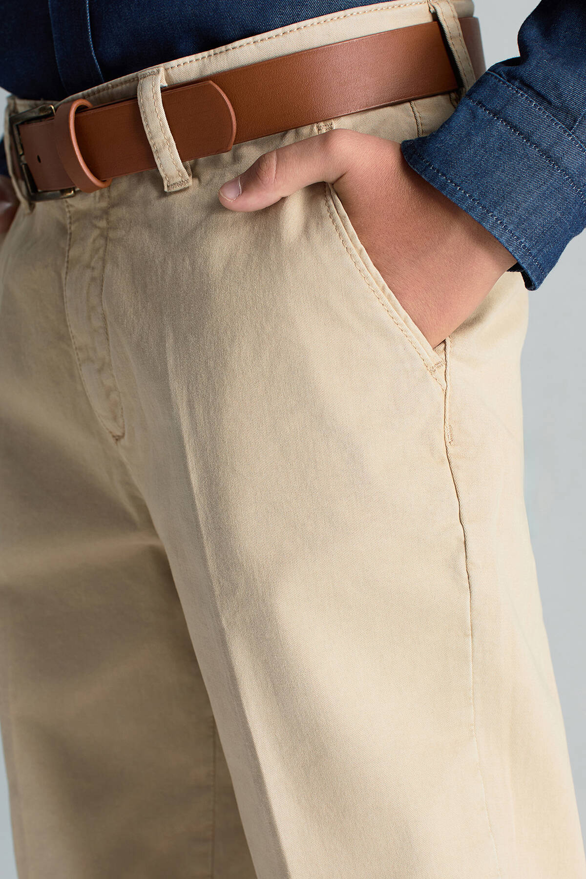 Pamuklu Camel Chino Çocuk Pantolon