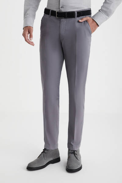 Pamuklu Koyu Gri Regular Fit Chino Pantolon - Hemington