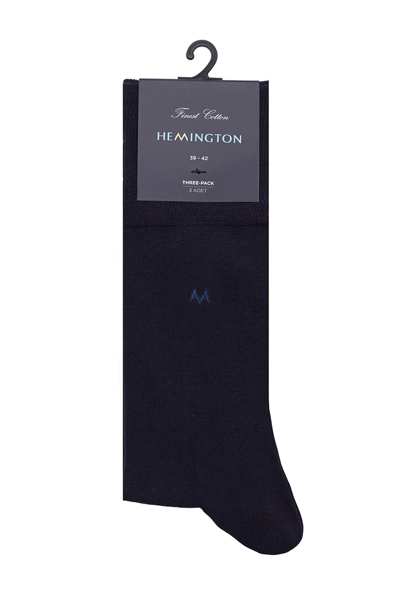 Hemington Pamuklu Lacivert Üçlü Çorap Seti. 3