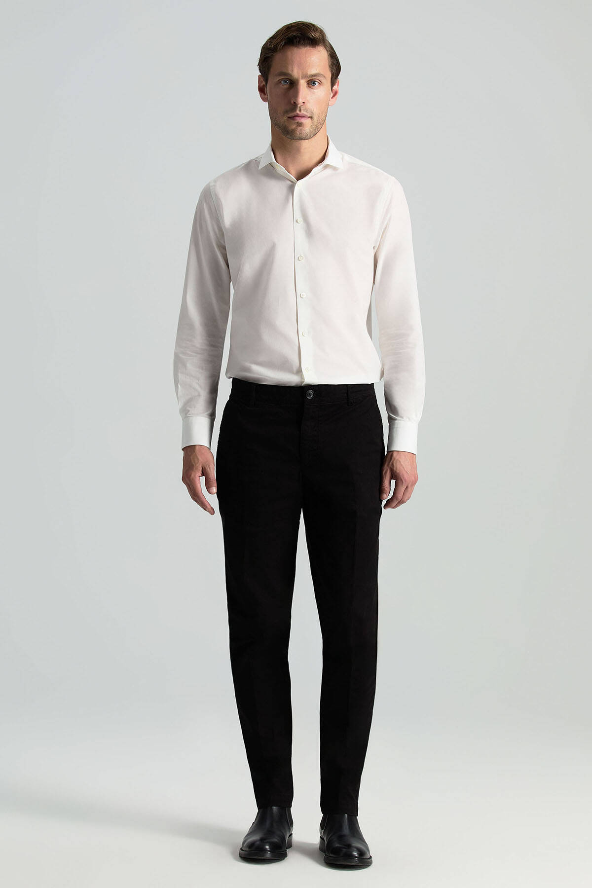 Pamuklu Siyah Regular Fit Chino Pantolon