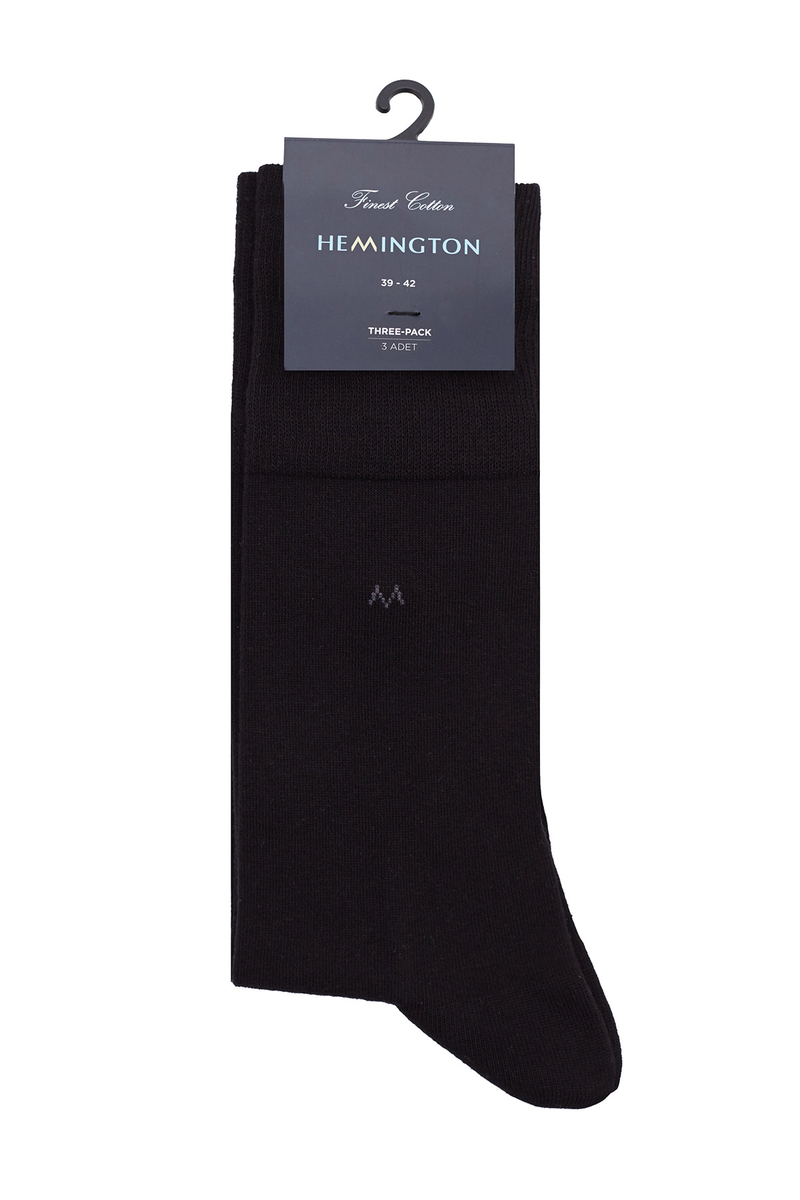 Hemington Pamuklu Siyah Üçlü Çorap Seti. 3