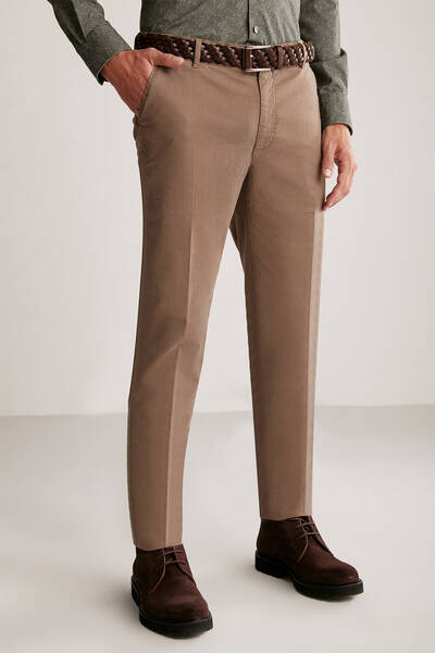 Pamuklu Tütün Rengi Regular Fit Chino Pantolon - Hemington