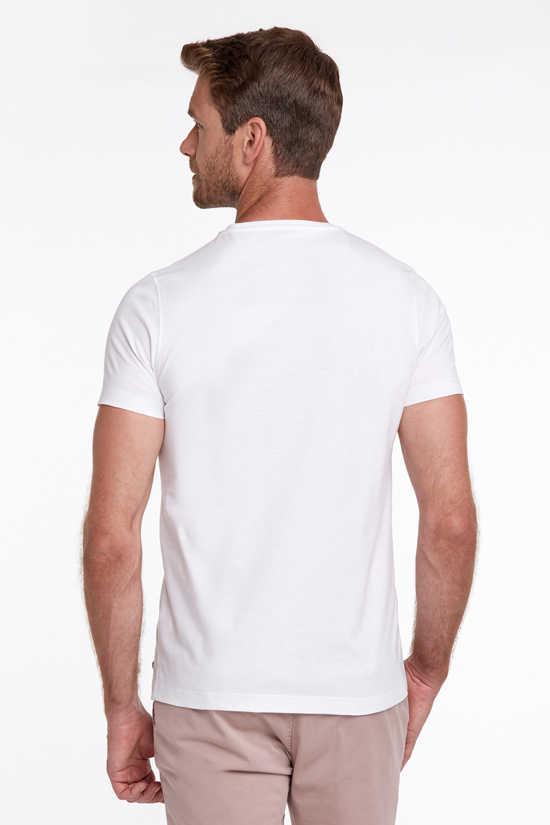 Hemington Pembe Baskılı Bisiklet Yaka Beyaz T-Shirt. 4 Hemington Pembe Baskılı Bisiklet Yaka Beyaz T-Shirt. 4