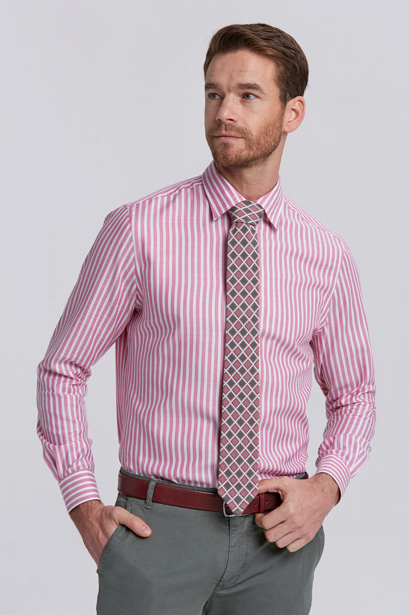 Hemington Pembe Çizgili Saf Pamuk Business Gömlek. 1 Hemington Pembe Çizgili Saf Pamuk Business Gömlek. 1
