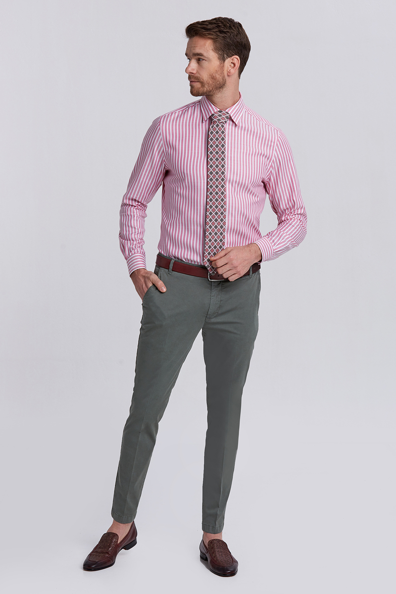 Hemington Pembe Çizgili Saf Pamuk Business Gömlek. 2 Hemington Pembe Çizgili Saf Pamuk Business Gömlek. 2
