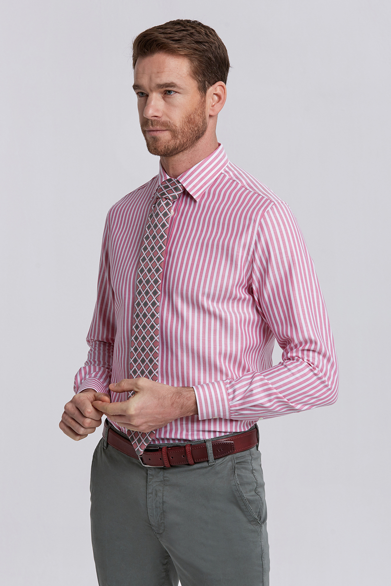 Hemington Pembe Çizgili Saf Pamuk Business Gömlek. 4 Hemington Pembe Çizgili Saf Pamuk Business Gömlek. 4
