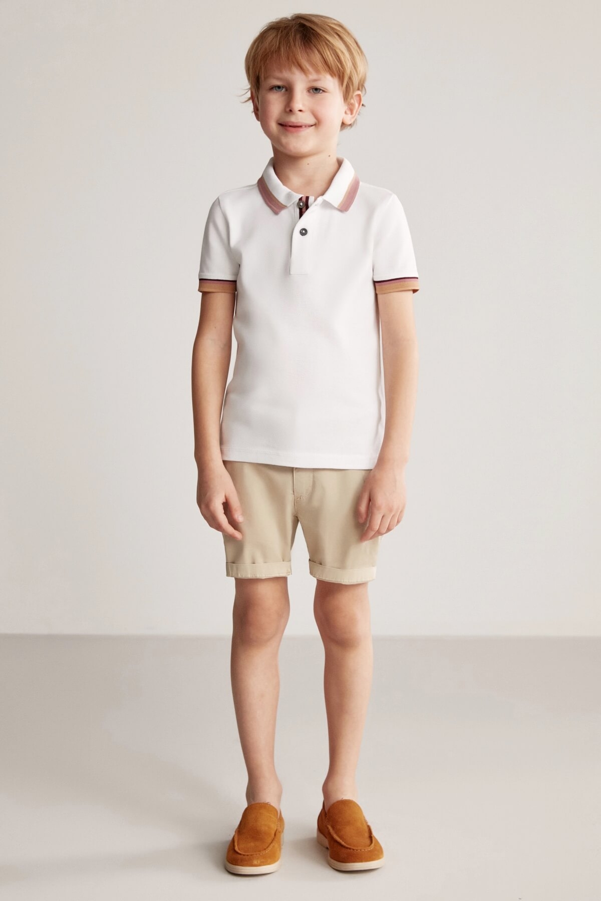 Pike Pamuk Beyaz Çocuk Polo T-Shirt
