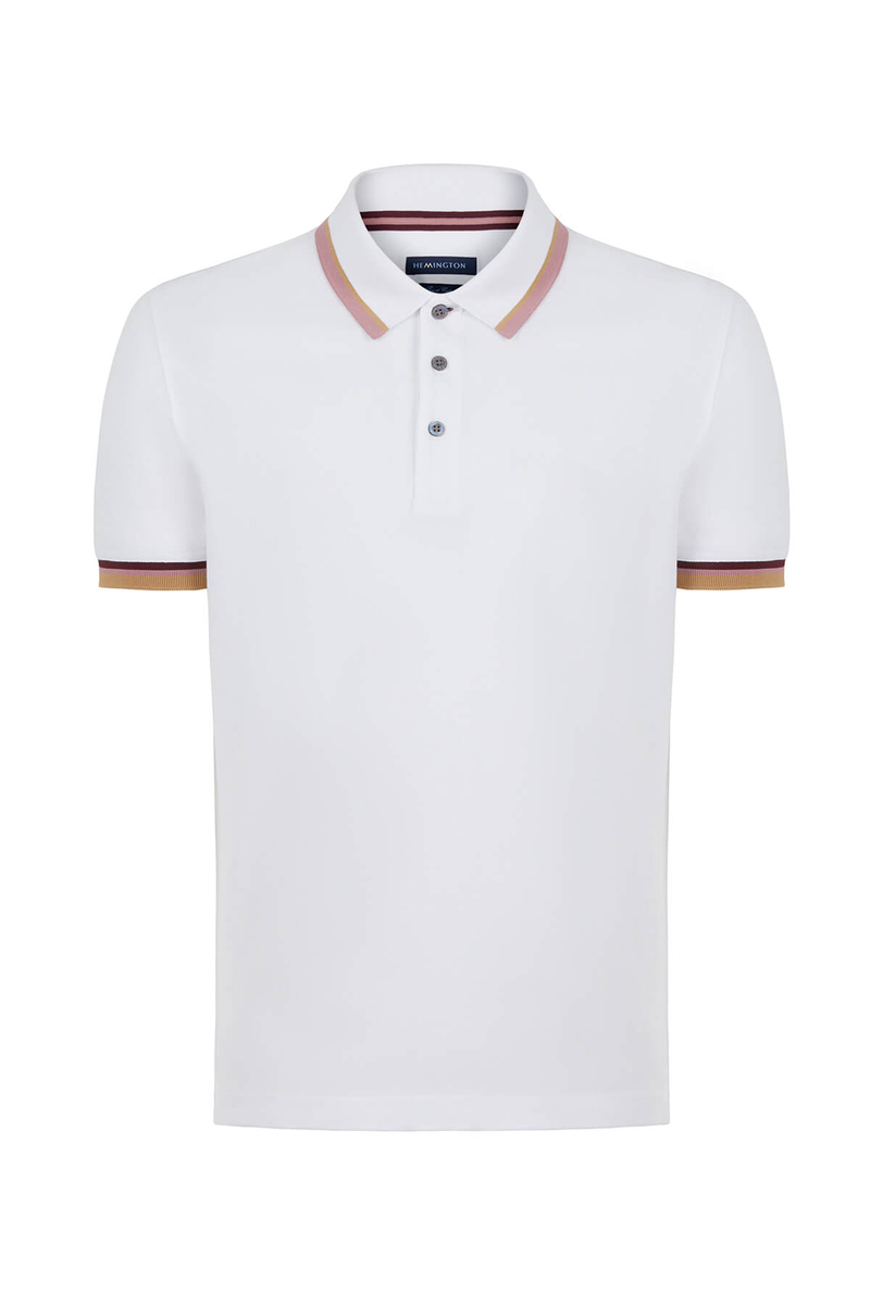 Hemington Pike Pamuk Beyaz Polo T-Shirt. 8