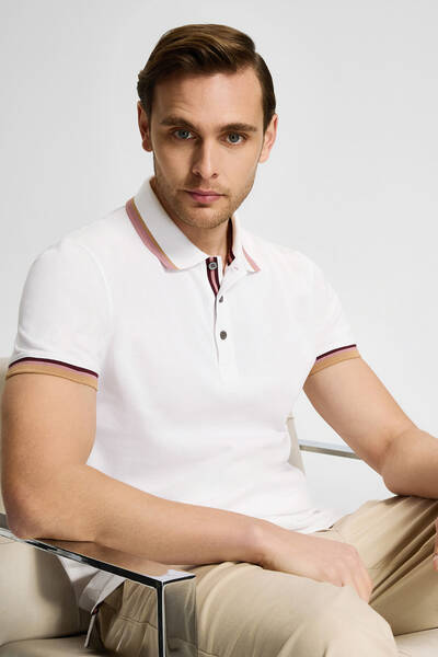 Pike Pamuk Beyaz Polo T-Shirt