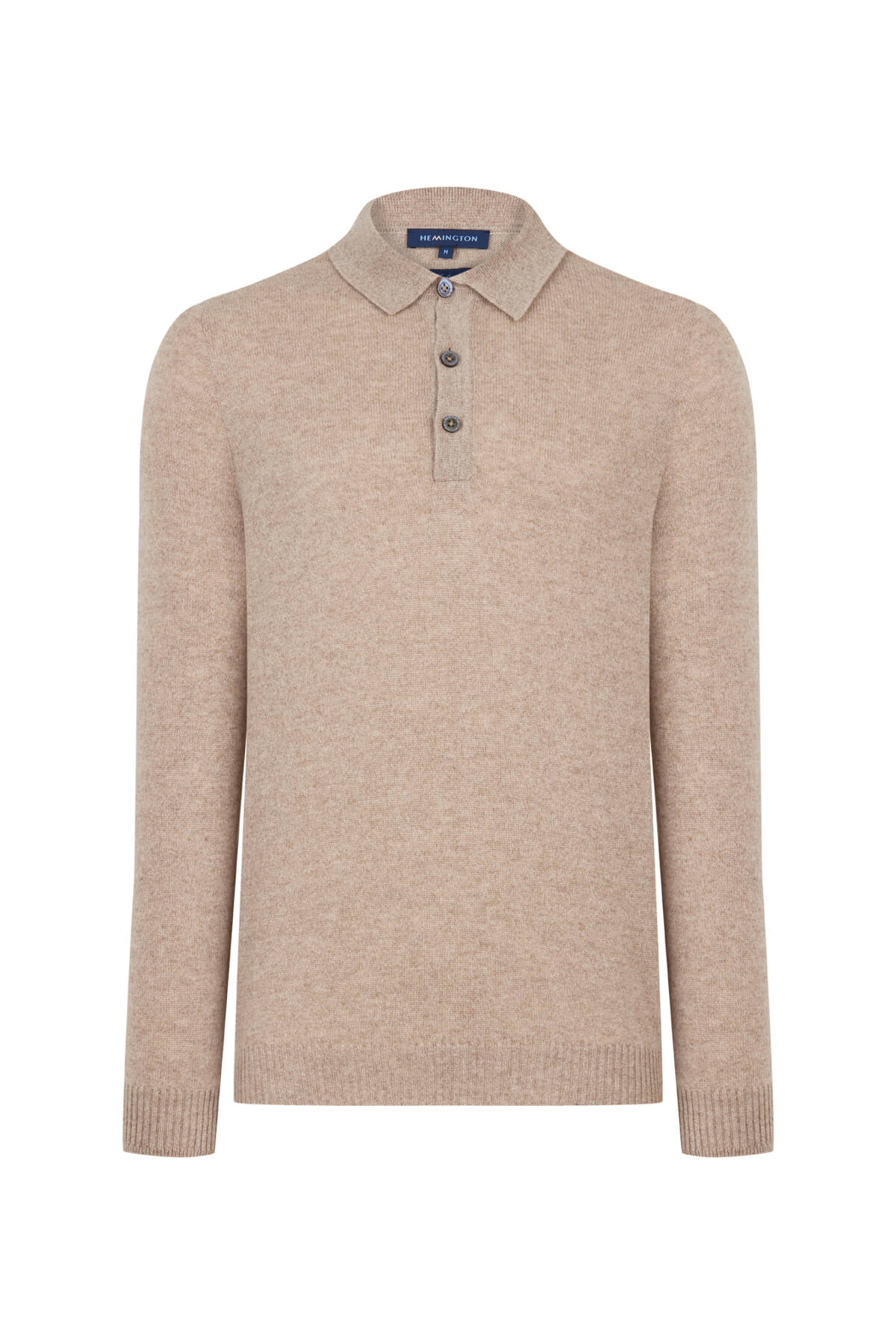Polo Yaka Camel Saf Kaşmir Kazak