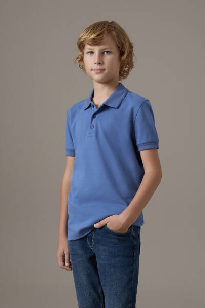 Polo Yaka Mavi Çocuk T-Shirt - Hemington