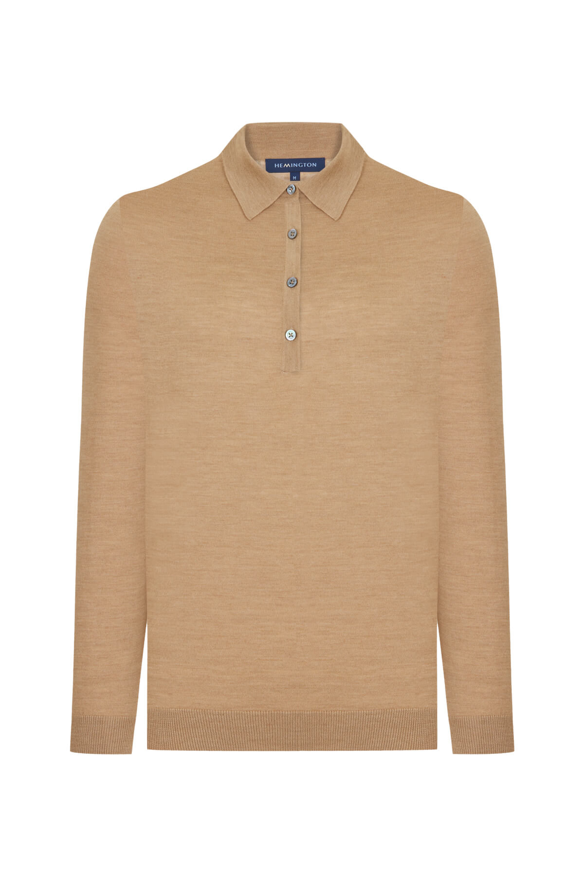 Polo Yaka Merino Yün Camel Triko