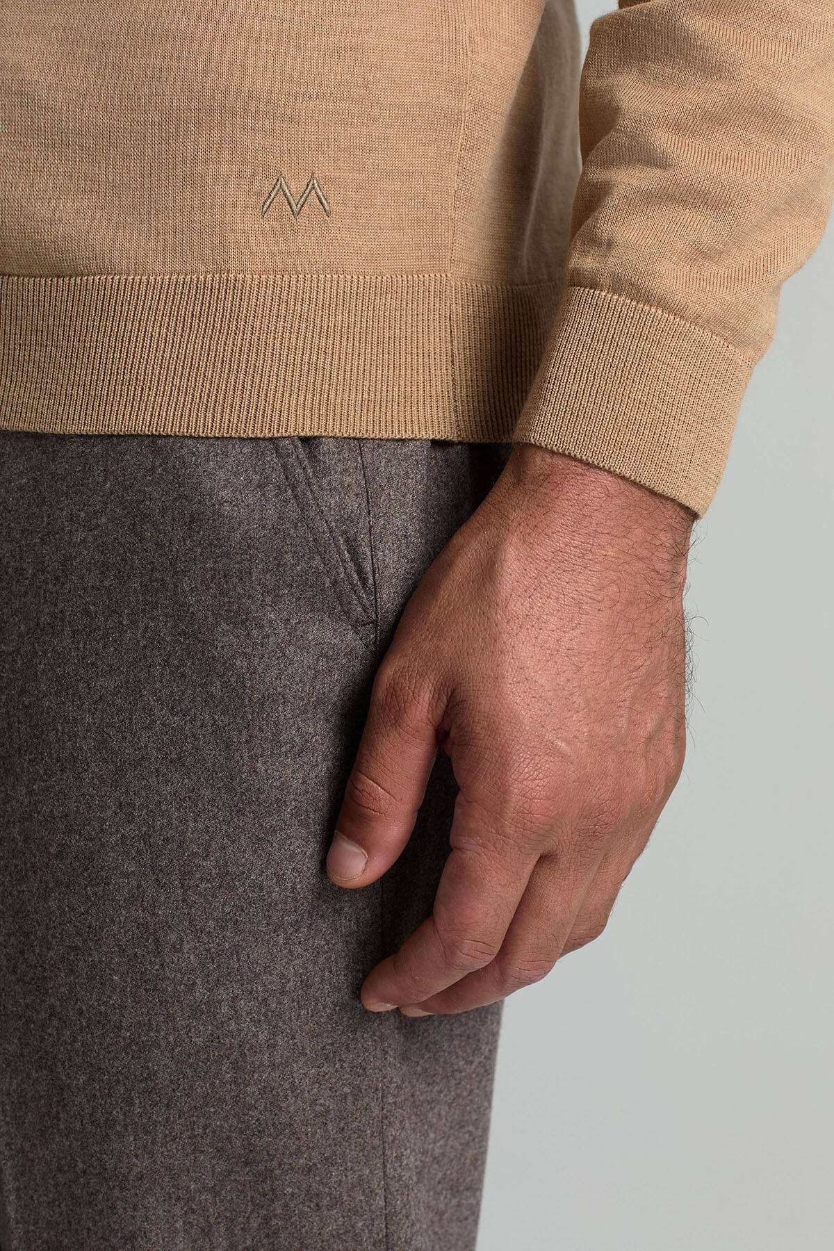Polo Yaka Merino Yün Camel Triko