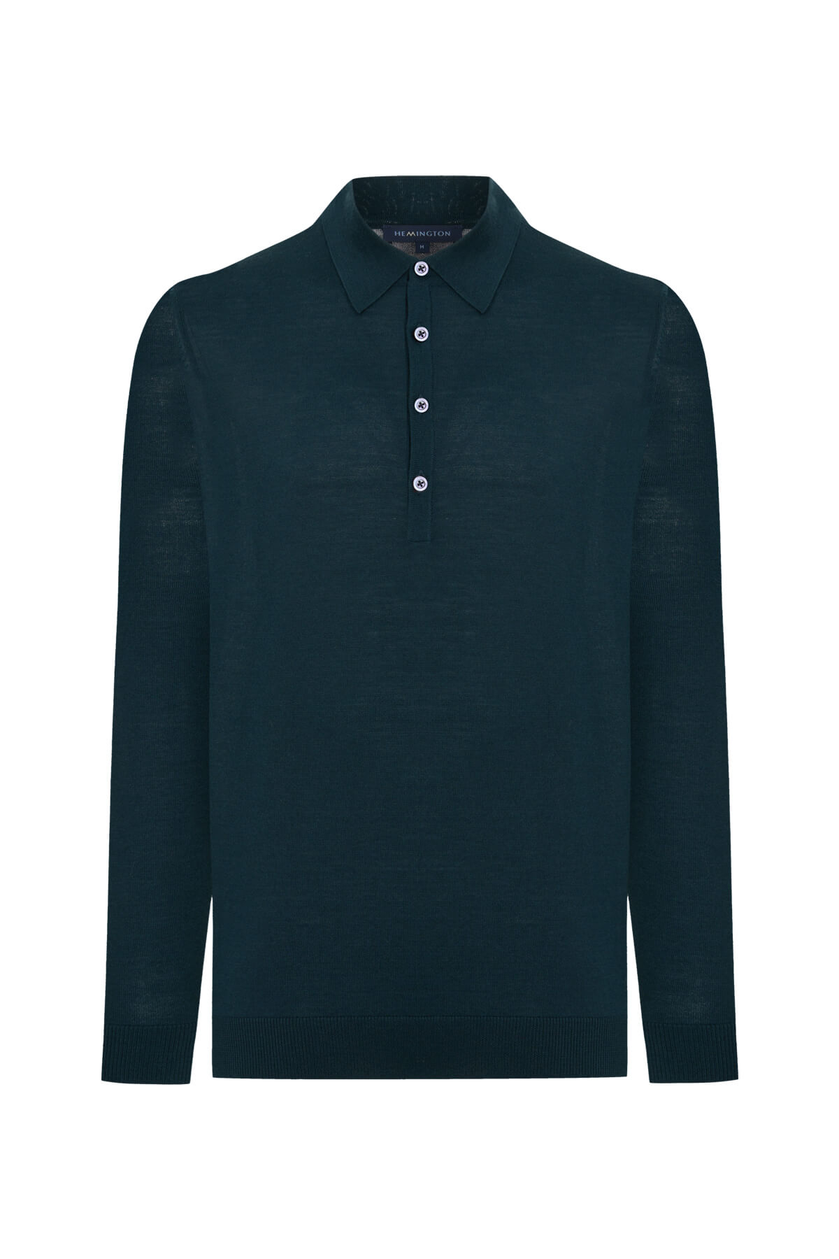 Extrafine Merino Polo Yaka Koyu Yeşil Triko