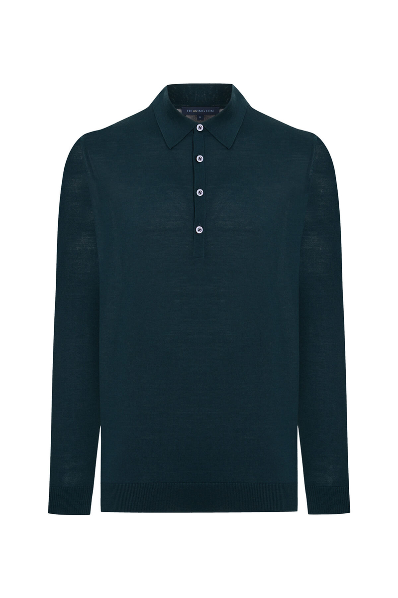 Hemington Polo Yaka Merino Yün Koyu Yeşil Triko. 8 Hemington Polo Yaka Merino Yün Koyu Yeşil Triko. 8