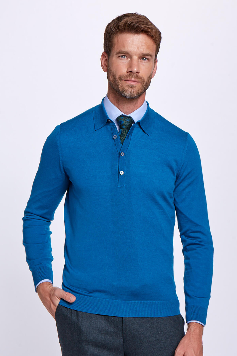 Hemington Polo Yaka Merino Yün Petrol Yeşili Triko. 1 Hemington Polo Yaka Merino Yün Petrol Yeşili Triko. 1