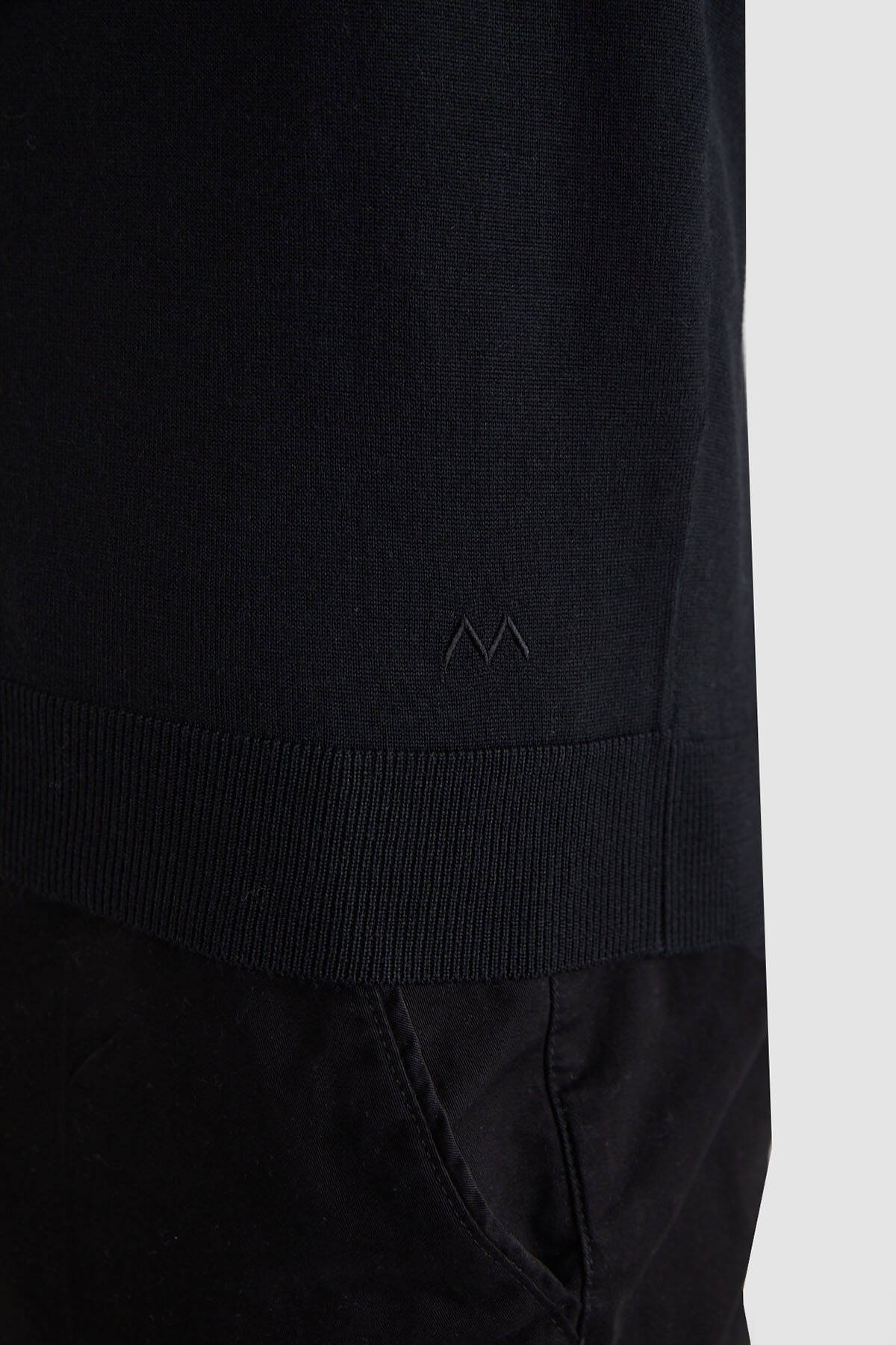 Extrafine Merino Polo Yaka Siyah Triko