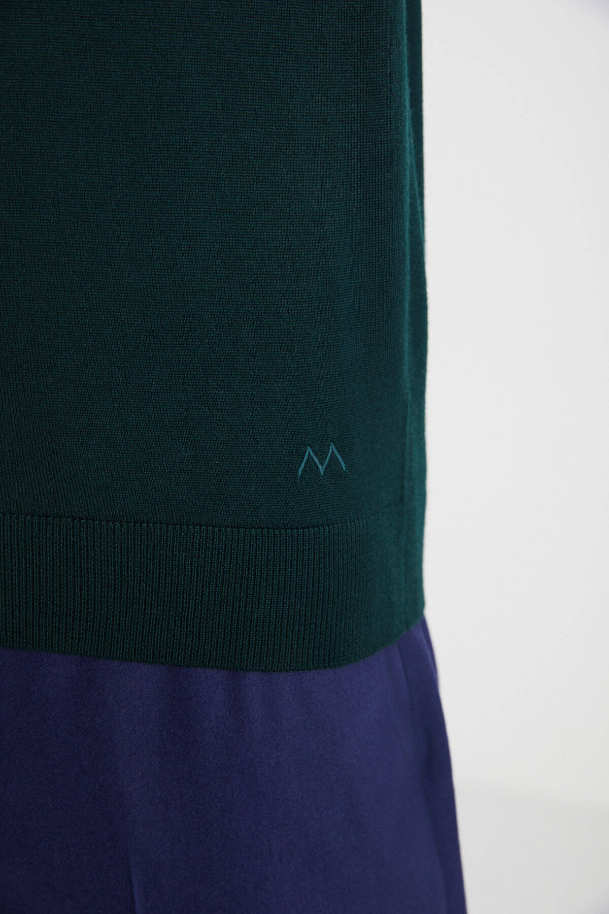 Extrafine Merino Polo Yaka Zümrüt Yeşili Triko