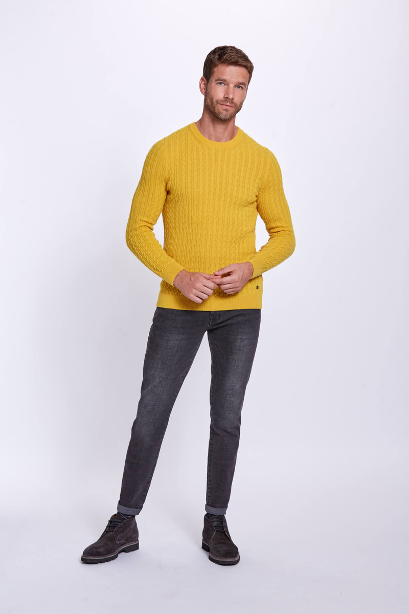 Hemington Saç Örgü Desen Lambswool Sarı Kazak. 2 Hemington Saç Örgü Desen Lambswool Sarı Kazak. 2