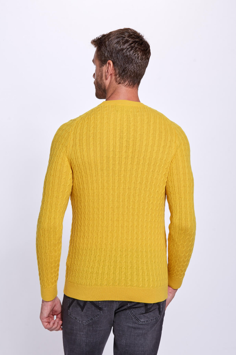 Hemington Saç Örgü Desen Lambswool Sarı Kazak. 4 Hemington Saç Örgü Desen Lambswool Sarı Kazak. 4