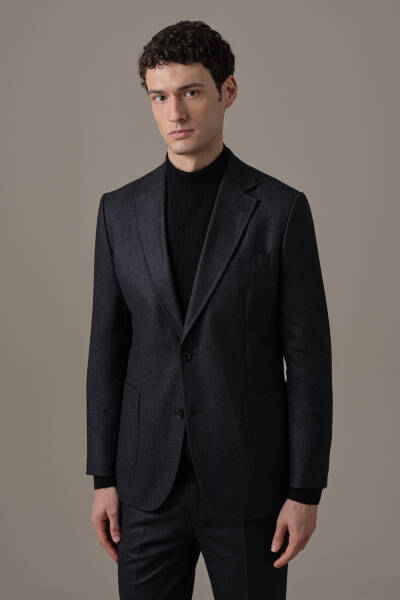Saf Kaşmir Antrasit Blazer Ceket - Hemington