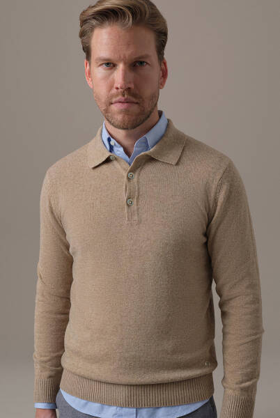 Saf Kaşmir Camel Polo Kazak - Hemington