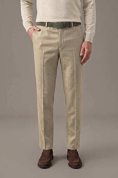 Saf Kaşmir Bej Chino Flanel Pantolon - Hemington
