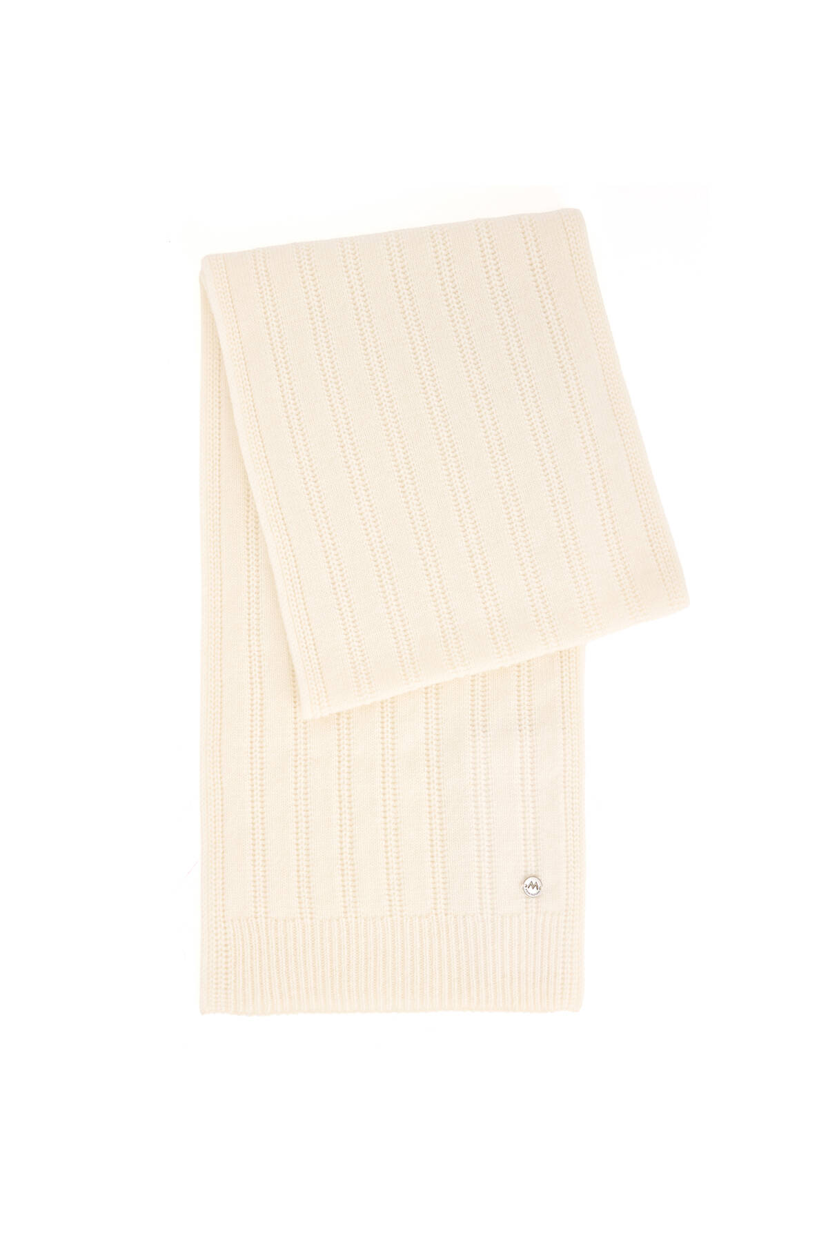 Saf Kaşmir Örgü Desenli Beyaz Atkı